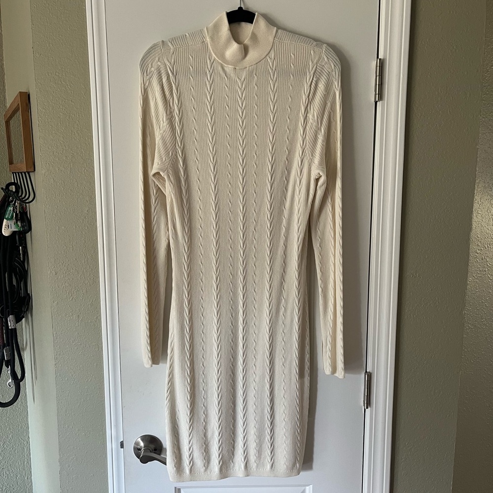 Abercrombie & Fitch Cream Long Sleeve Sweater Dress